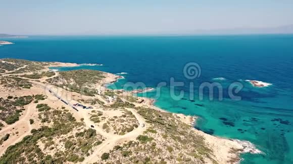 鸟瞰希腊提格尼亚海滩视频的预览图