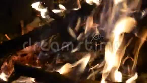 柴火在明亮的火焰中燃烧视频的预览图