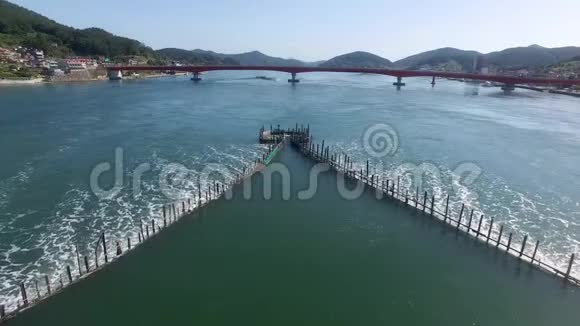 南海庆南韩国亚洲的安可维鱼圈架鸟瞰图视频的预览图