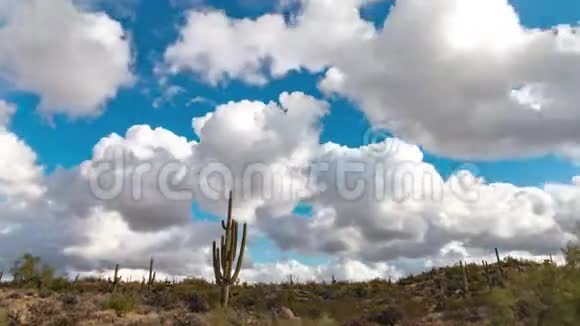 亚利桑那沙漠景观随着风暴云的消逝视频的预览图