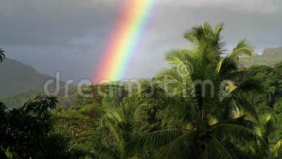 彩虹覆盖天堂塞舌尔马河岛视频的预览图