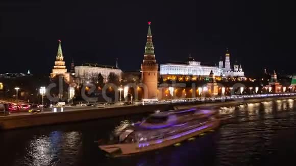 莫斯科克里姆林宫的夜光视频的预览图