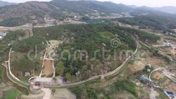 高昌城炮台鸟瞰图韩国亚洲视频的预览图