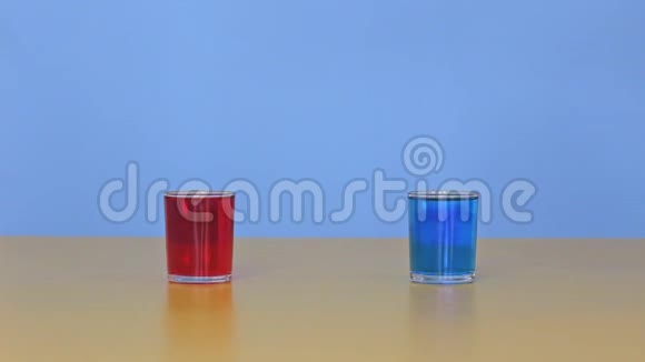 物理实验在玻璃中给水着色并混合视频的预览图