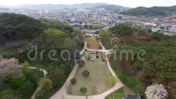 高昌城炮台鸟瞰图韩国亚洲视频的预览图