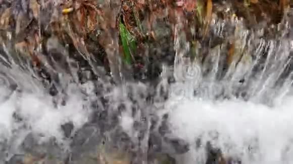 合上大自然流淌的浅水河山脚下清澈的小溪视频的预览图