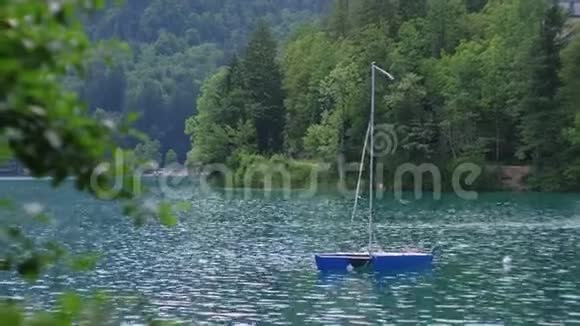 斯洛文尼亚湖上有停泊的游艇视频的预览图