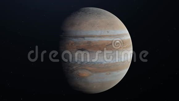 太空中的木星在旋转和漂移背景中的恒星4K视频的预览图