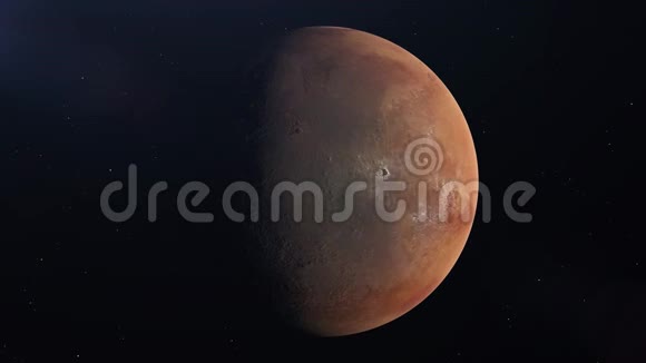 星球火星从太空看火星慢慢地旋转行星的一个大表面被太阳照亮4K视频的预览图