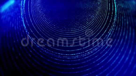 4k无缝环状径向结构的科幻蓝色背景粒子振荡并平稳运动就像视频的预览图