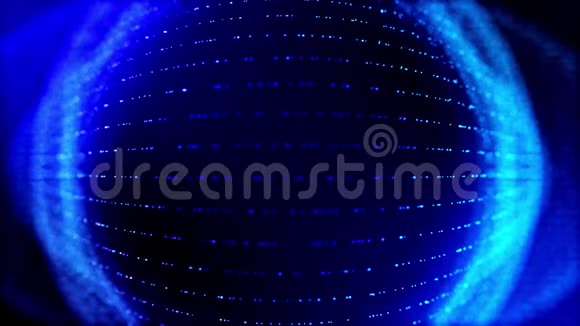 4k无缝环状径向结构的科幻蓝色背景粒子振荡并平稳运动就像视频的预览图