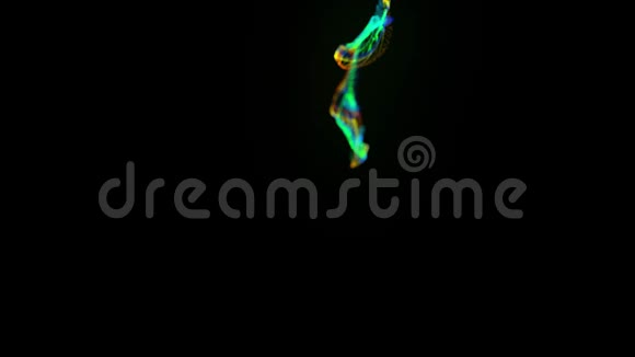 在4k水中注射荧光多色油墨油墨流动中辉光粒子的三维渲染Luma哑光阿尔法视频的预览图