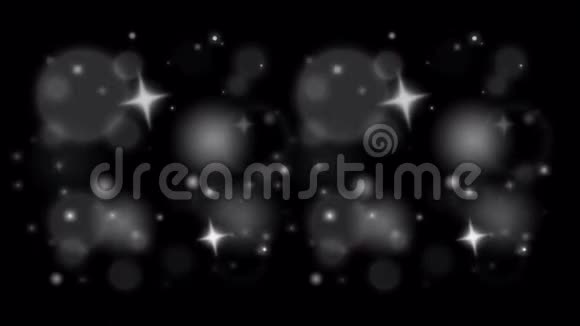 动画白色的星星在黑色的背景上有光视频的预览图