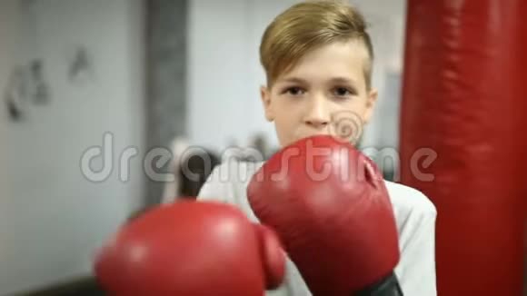 带手套的男孩拳击运动视频的预览图