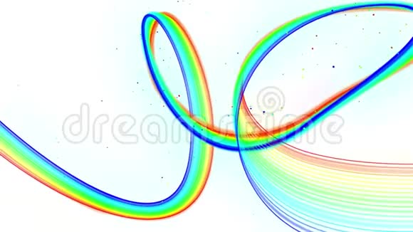 彩虹色辉光线在空气中飞舞平稳振荡和波动三维抽象循环创意背景视频的预览图