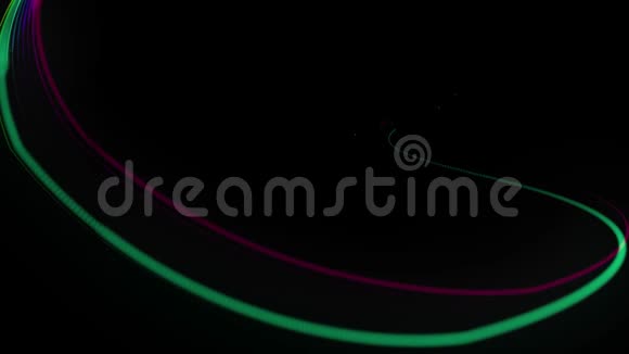 多色霓虹灯线的彩带在空中飞舞平稳振荡和波浪线条颜色会周期性变化视频的预览图