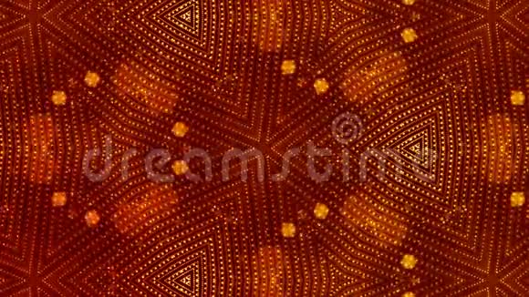 纳米技术微观世界的抽象4k循环科幻3d背景与辉光金粒子形成线视频的预览图