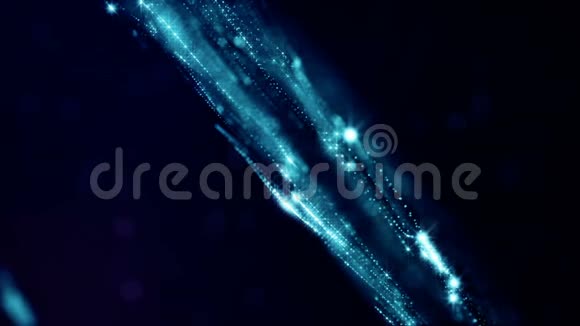 带有波状辉光粒子的蓝色动画抽象科幻背景如微观世界宇宙空间或数字大视频的预览图