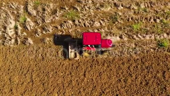 拖拉机为播种水稻准备土壤菲律宾的农业工作视频的预览图