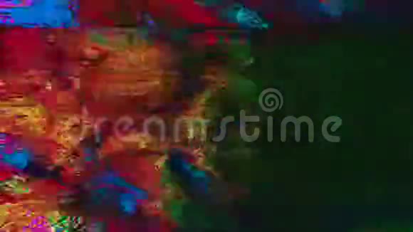 五彩的复古未来派梦幻的彩虹背景数字故障录像视频的预览图
