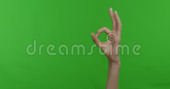 一组女性手显示OK手势色度键背景视频的预览图