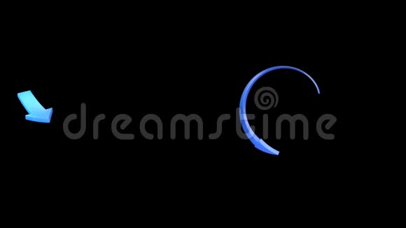 动画3D蓝色箭头指向屏幕上的黑色背景视频的预览图