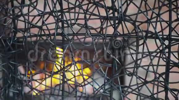 在舒适的砖制壁炉氛围中燃烧火焰视频的预览图