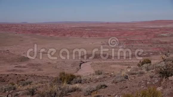 亚利桑那山侵蚀景观石化森林国家荒野区和油漆沙漠视频的预览图
