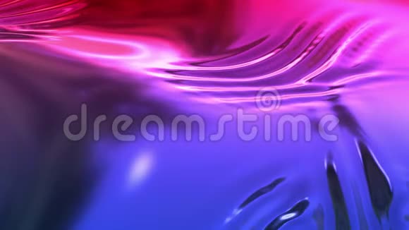 动画金属红色蓝色梯度在4k3D波浪布表面的渲染形成波纹如液态金属视频的预览图