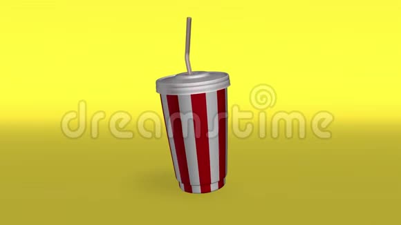 可乐或苏打水最小的纸拿走杯子旋转在一个无缝的循环视频的预览图