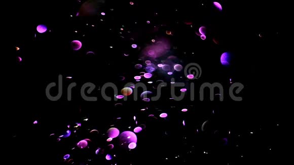 紫色粒子粒子的随机运动在愉快的放松背景下闪烁粒子与波克在视频的预览图