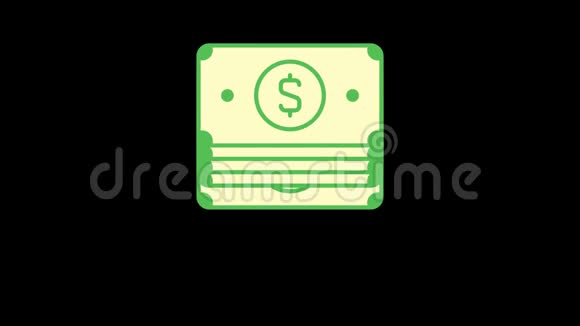 商业象征着金钱动画图标透明背景视频的预览图