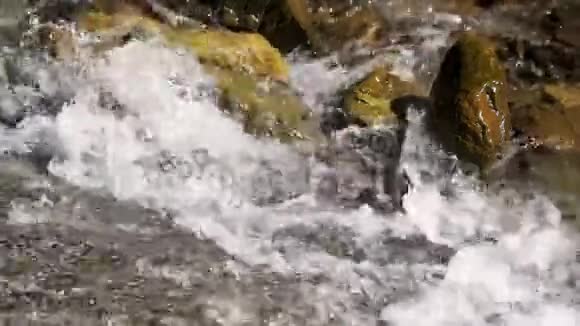 瀑布水溅到岩石上视频的预览图