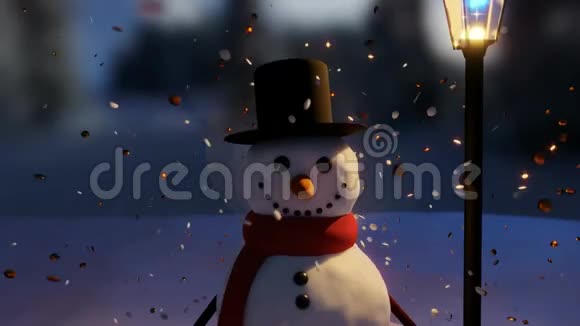 圣诞雪花与雪人视频标题屏幕视频的预览图