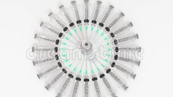 带破伤风疫苗和注射器的玻璃瓶概念医学三维动画视频的预览图