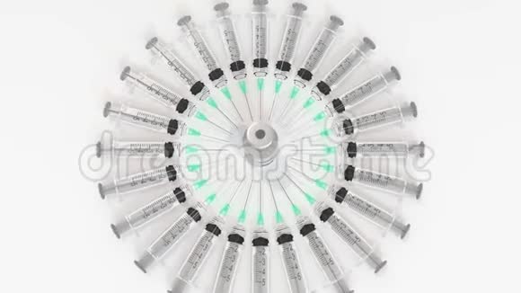 使用寨卡病毒疫苗和注射器概念医学三维动画视频的预览图