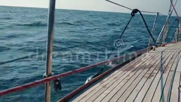 游艇海上乘船绳索救生圈视频的预览图
