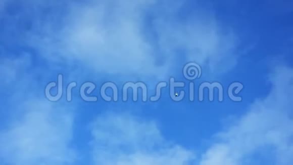 一只野鸟高高地飞在天空中蓝天上有云视频的预览图