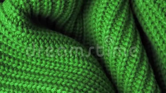 织的质感绿色针织纹理特写镜头可作为背景视频的预览图
