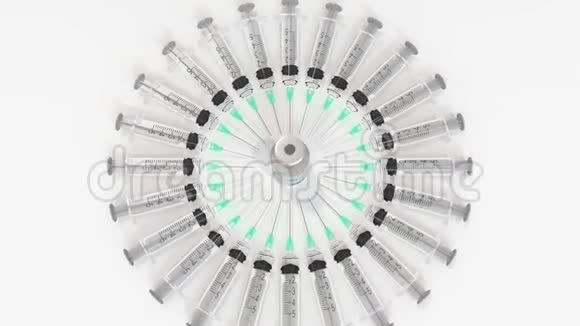 用轮状病毒胃肠炎疫苗和注射器概念医学三维动画视频的预览图