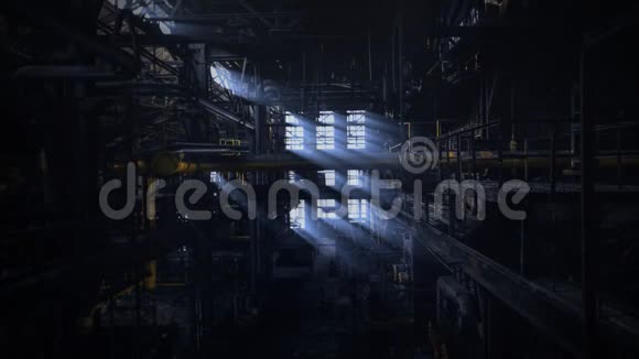 废弃工厂轻流及尘埃4K循环视频的预览图