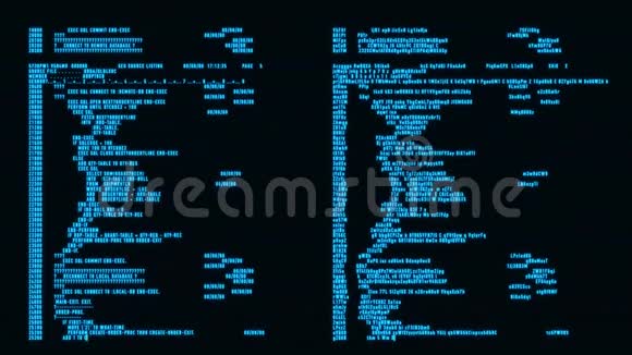 蓝色黑客文本数据库加密解密运动背景视频的预览图