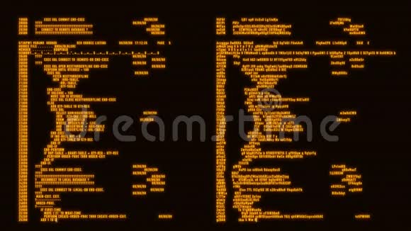 橙色黑客文本数据库加密解密运动背景视频的预览图