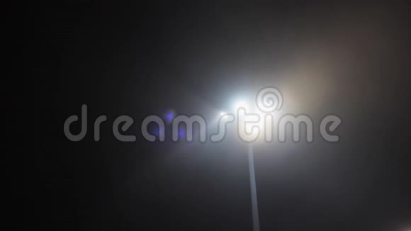 雾中的灯柱夜晚的神秘气氛视频的预览图