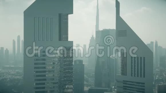 阿联酋迪拜市中心摩天大楼的鸟瞰图视频的预览图