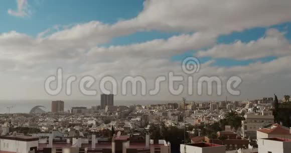 时光流逝圣克鲁斯德特内利夫市加那利群岛在西班牙的首都海边的城市视频的预览图