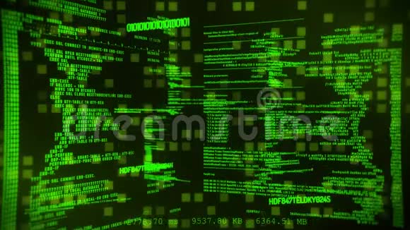 绿色黑客数字文本运动图形背景视频的预览图