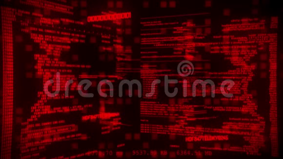 红色黑客数字文本运动图形背景视频的预览图