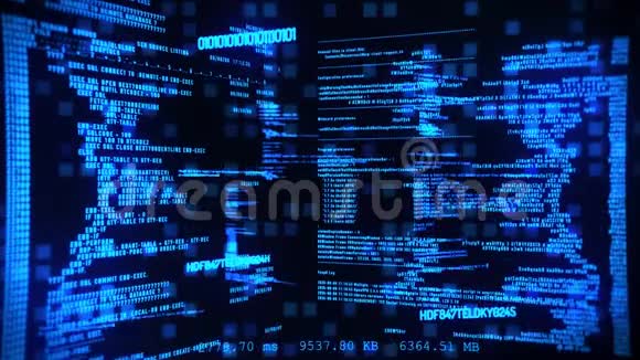 蓝色黑客数字文本运动图形背景视频的预览图