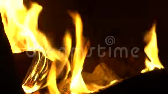 木头用明亮的火焰燃烧视频的预览图